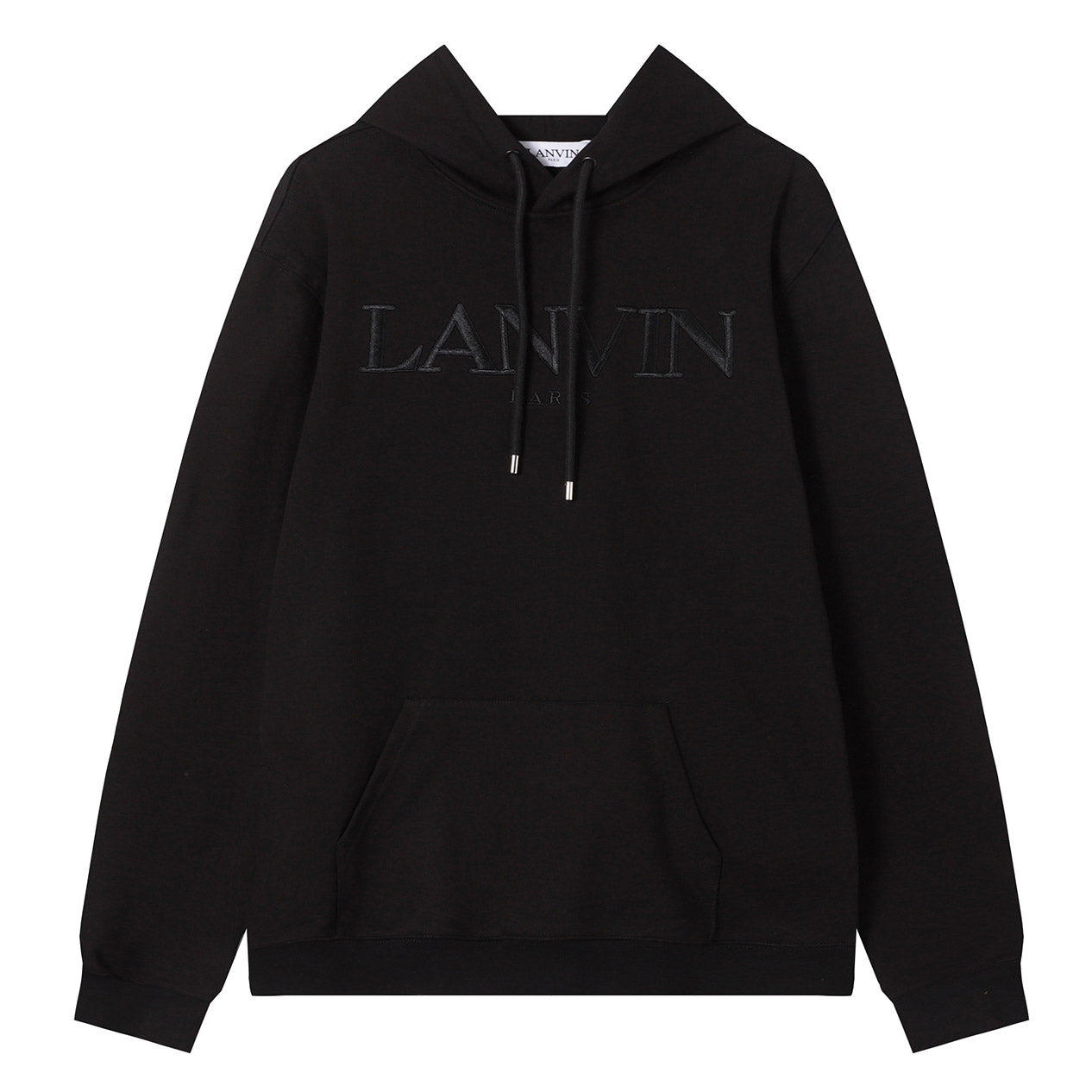 Lanvin Logo Embroidered Cotton Hooded Sweatshirt