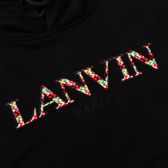 Lanvin Logo Embroidered Cotton Hooded Sweatshirt