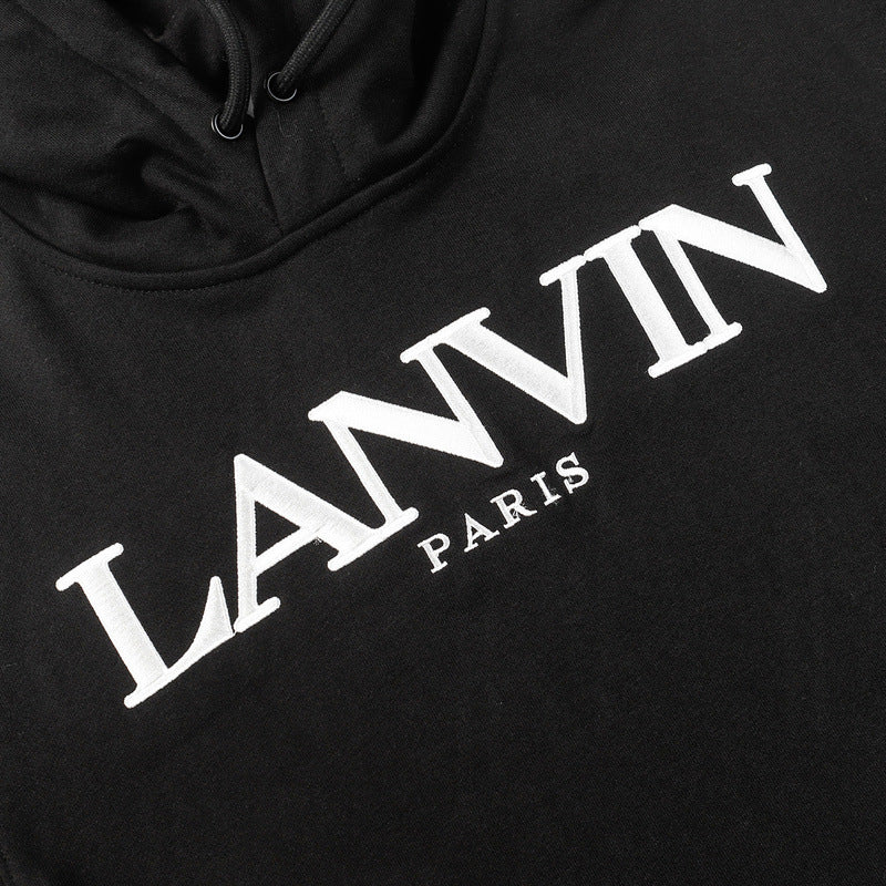 Lanvin Logo Embroidered Cotton Hooded Sweatshirt