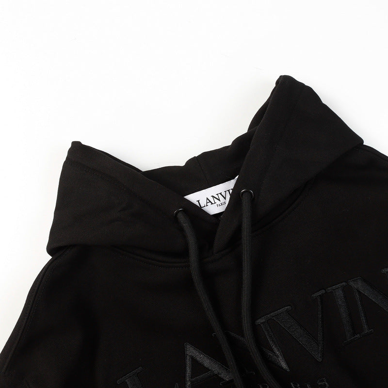 Lanvin Logo Embroidered Cotton Hooded Sweatshirt
